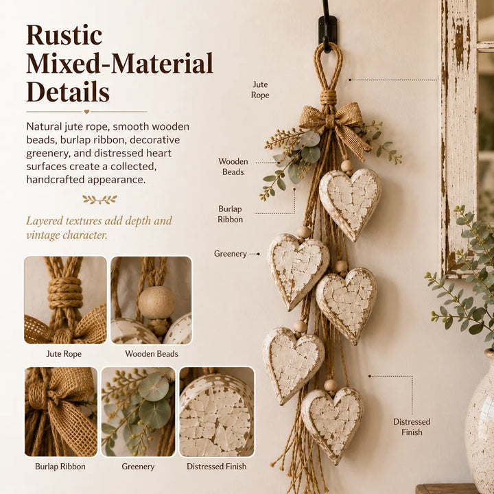 Alinora - Distressed Heart Tassel Wall Accent
