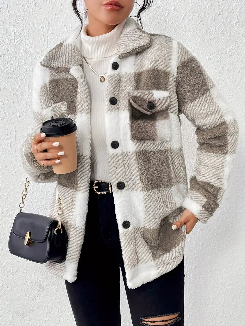 Anteria - Textured Plaid Overshirt Jacket