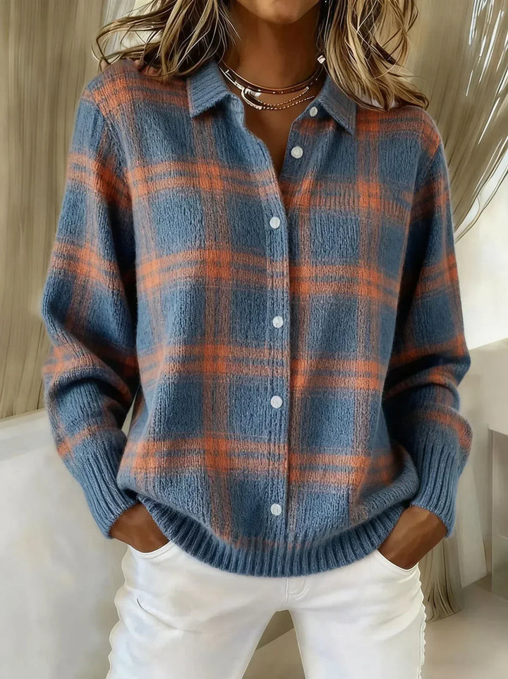 Ashara - Soft-Touch Checked Cardigan