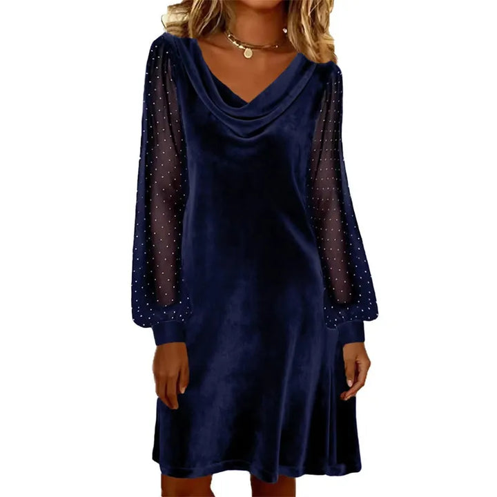 Verelia - Velvet Cowl Neck Mini Dress