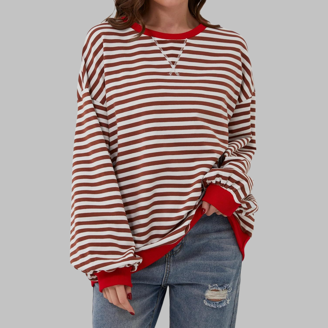 Viveca - Soft-Touch Striped Long-Sleeve Sweatshirt