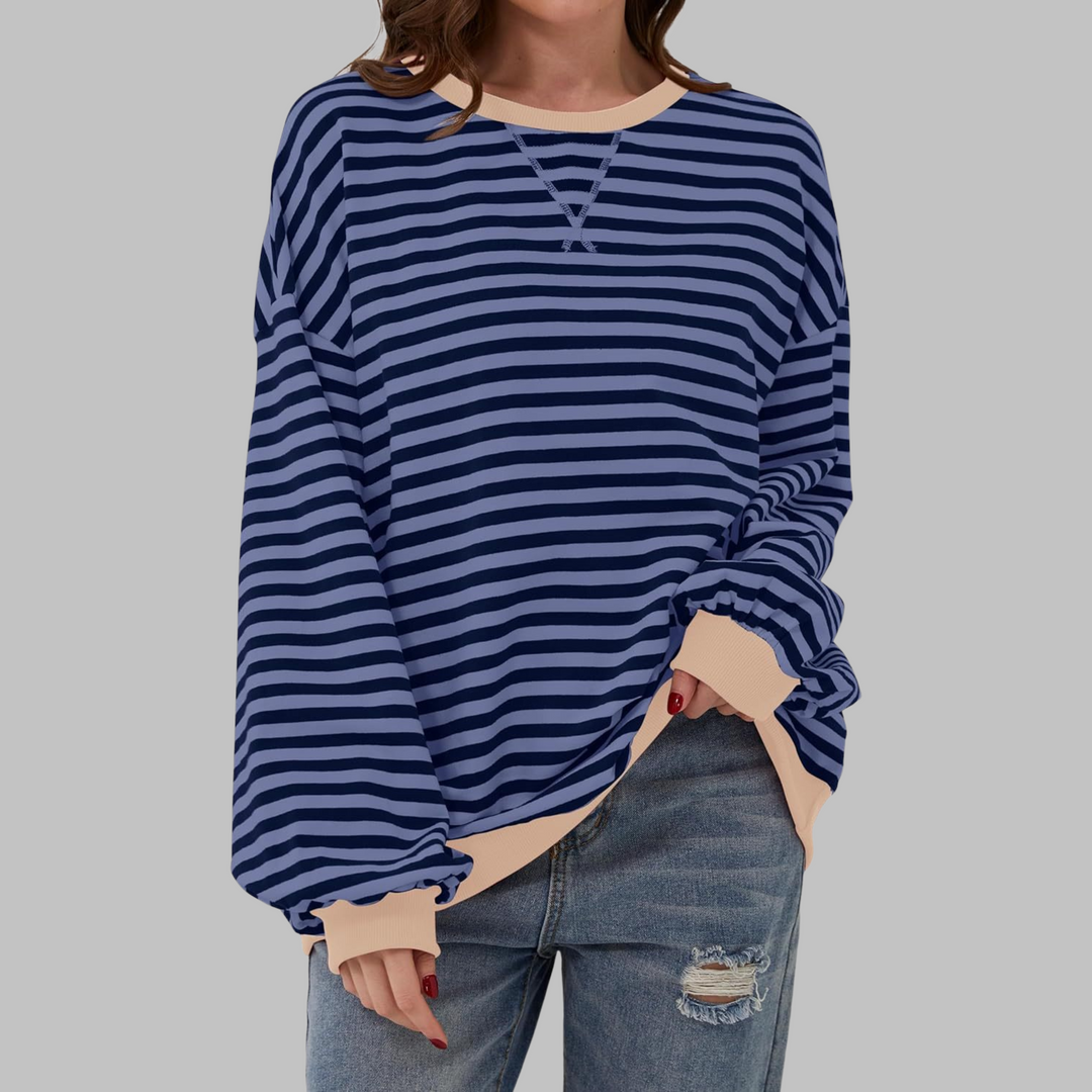 Viveca - Soft-Touch Striped Long-Sleeve Sweatshirt
