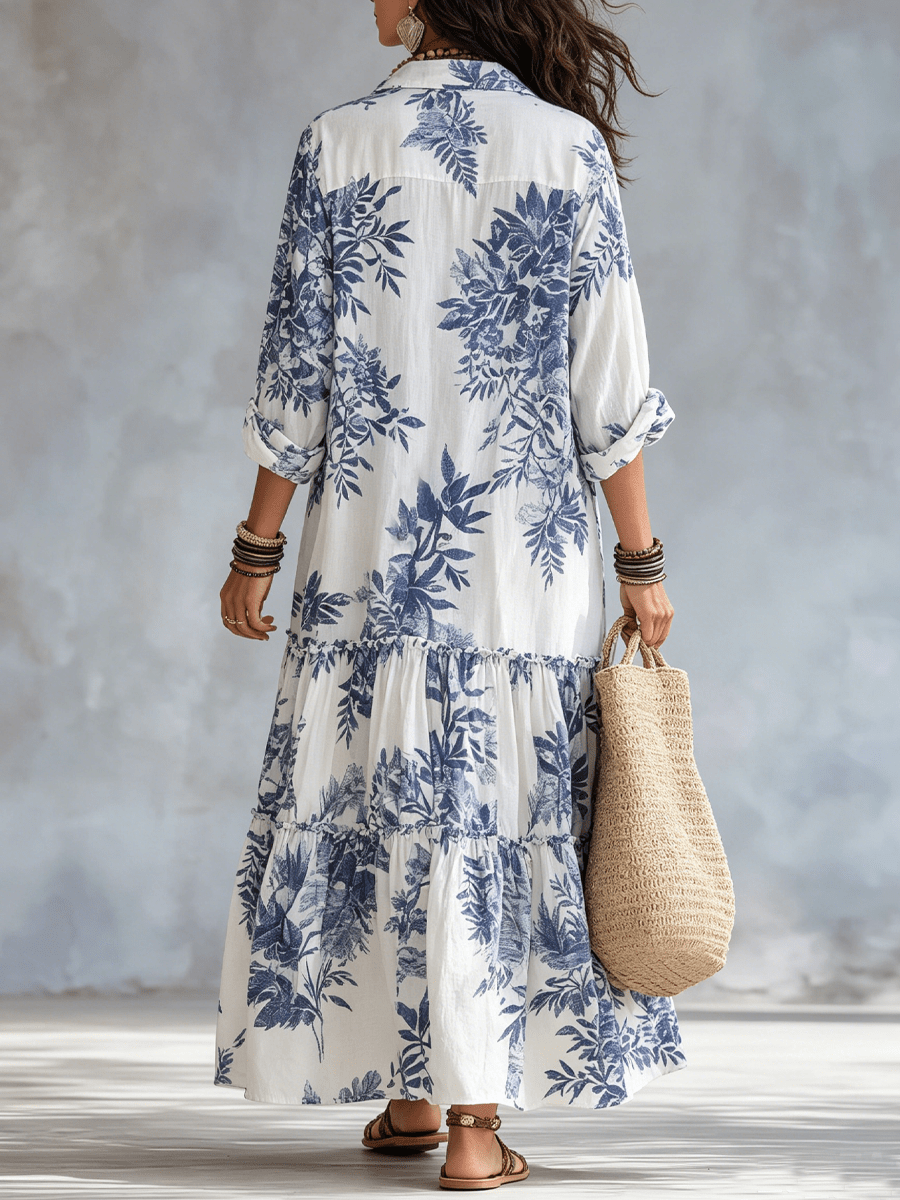 Thealise - Lightweight Button-Front Floral Maxi Dress
