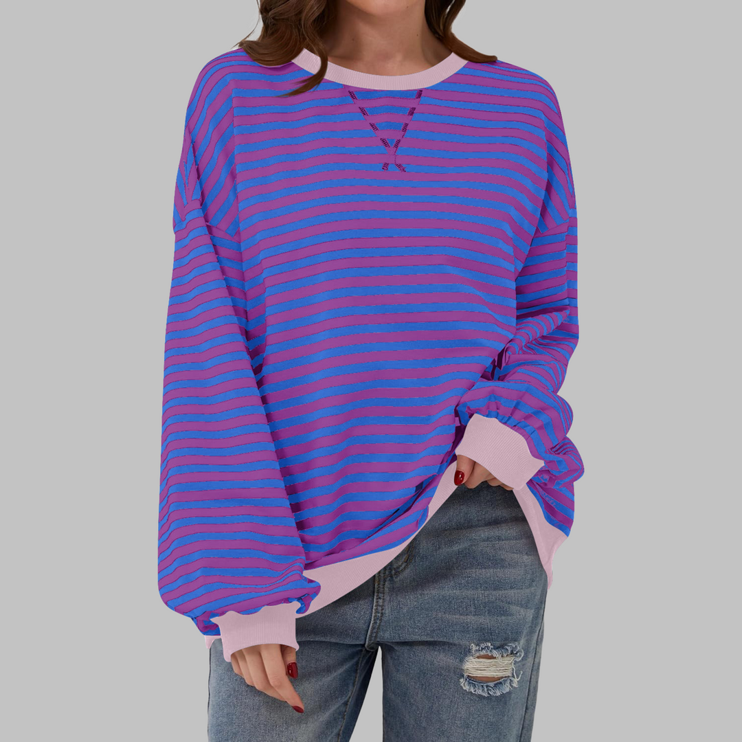 Viveca - Soft-Touch Striped Long-Sleeve Sweatshirt