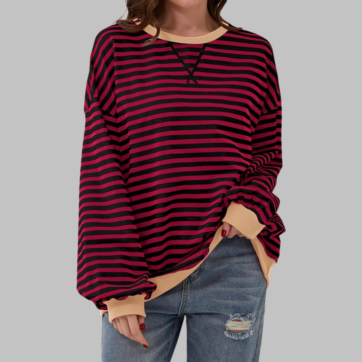 Viveca - Soft-Touch Striped Long-Sleeve Sweatshirt