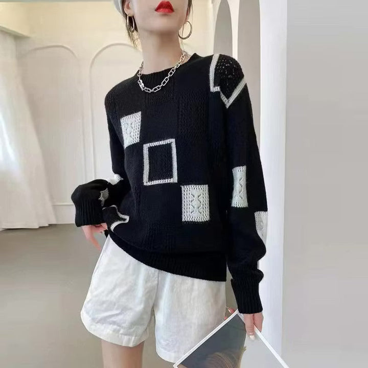 Adorelle - Artistic Patchwork Knit Sweater