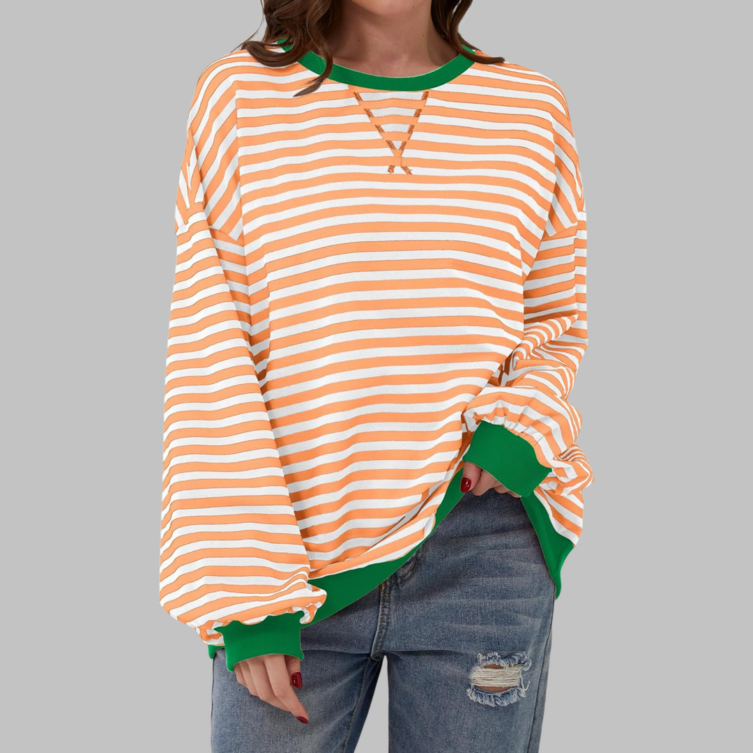 Viveca - Soft-Touch Striped Long-Sleeve Sweatshirt