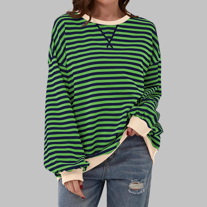 Viveca - Soft-Touch Striped Long-Sleeve Sweatshirt