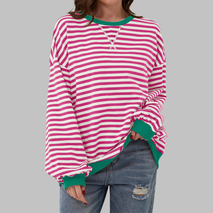 Viveca - Soft-Touch Striped Long-Sleeve Sweatshirt