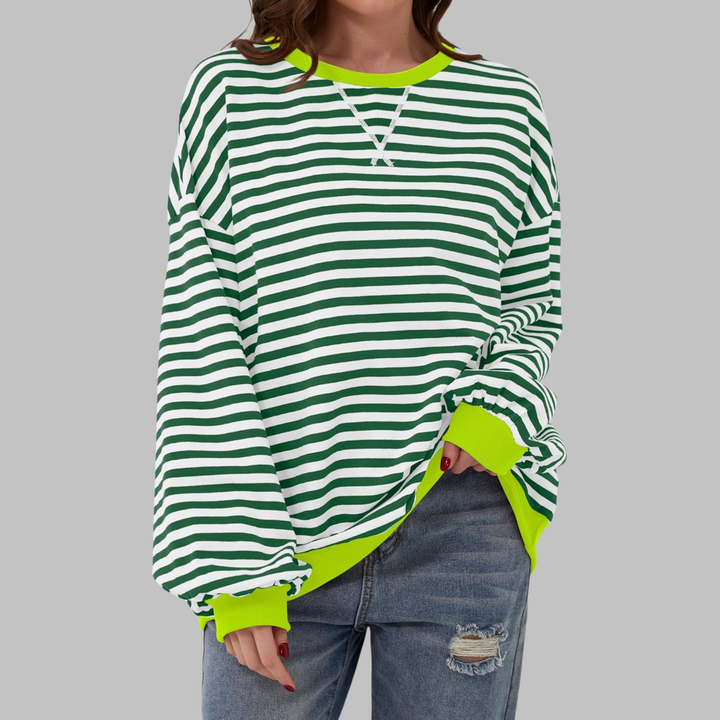 Viveca - Soft-Touch Striped Long-Sleeve Sweatshirt