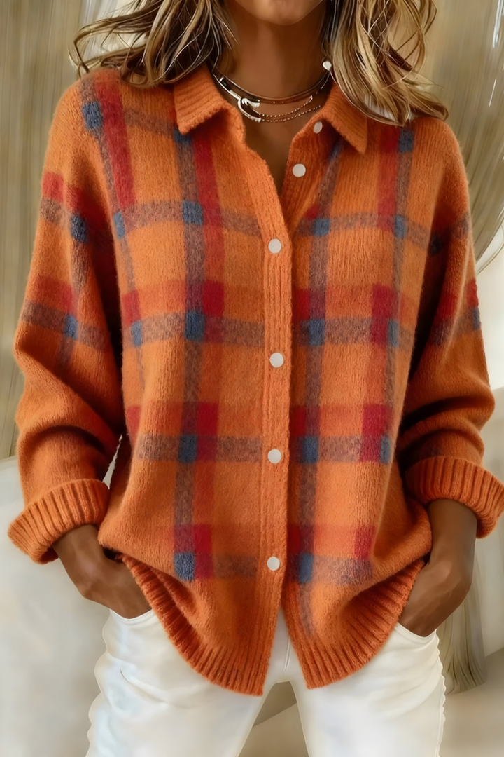 Ashara - Soft-Touch Checked Cardigan