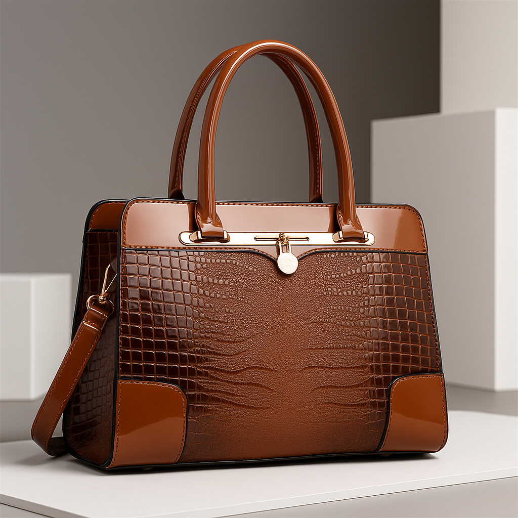 Aeryn - Structured Croc-Effect Handbag