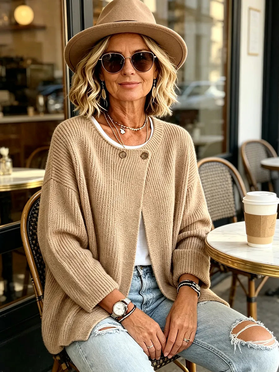 Anisa - Relaxed Button Detail Knit Cardigan