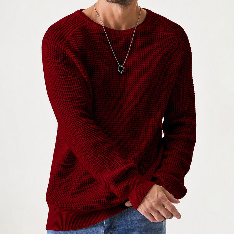 Isric - Textured Crew Neck Knit Sweater