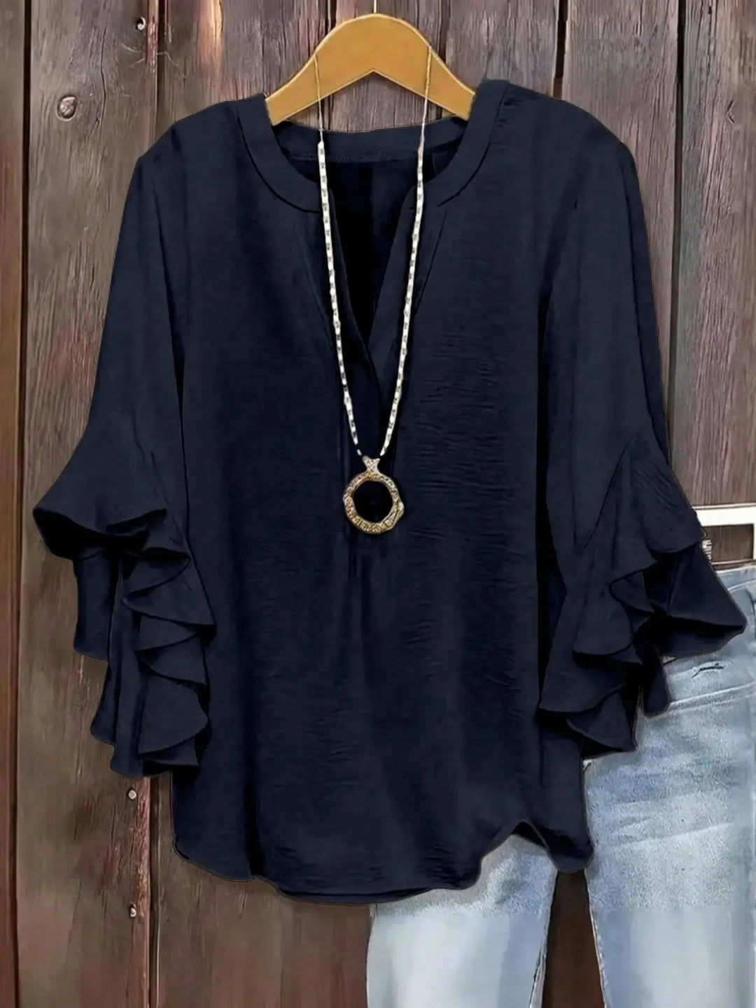 Norabelle - Elegant Frill Sleeve Blouse
