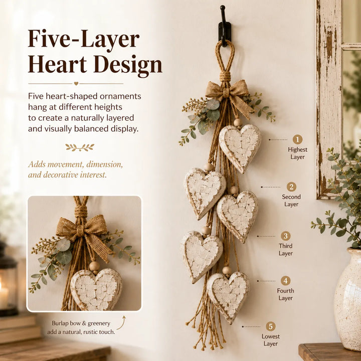 Alinora - Distressed Heart Tassel Wall Accent