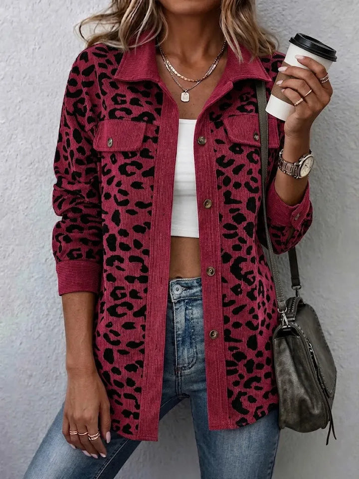 Miressia - Button Front Animal Print Cardigan