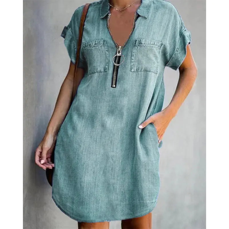 Genevalle - Casual Chambray Pocket Dress