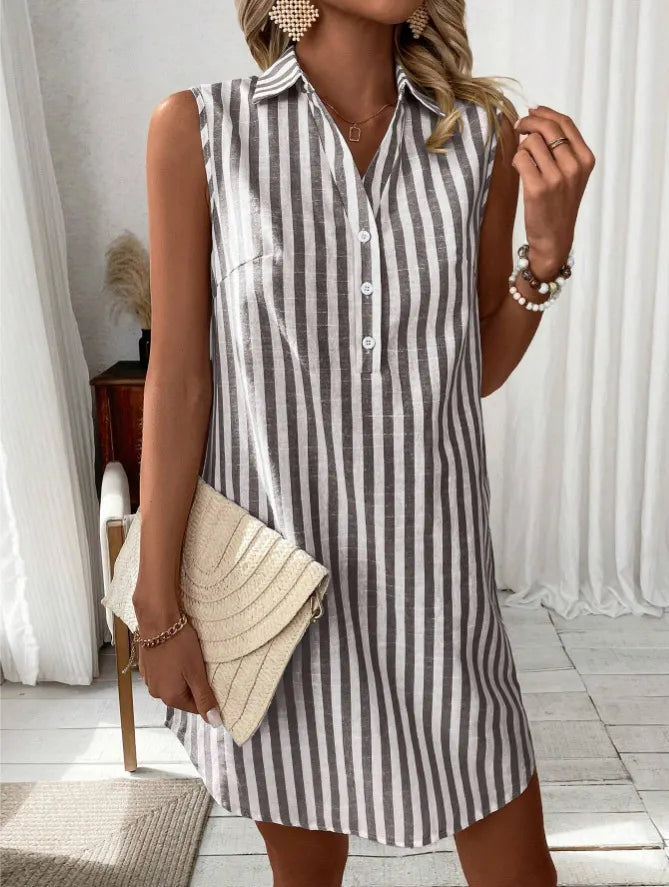 Anora - Soft-Touch Striped Shirt Dress