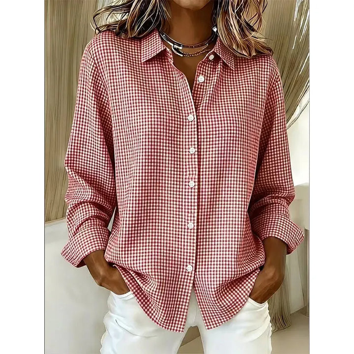 Illyssia - Classic Gingham Button Blouse