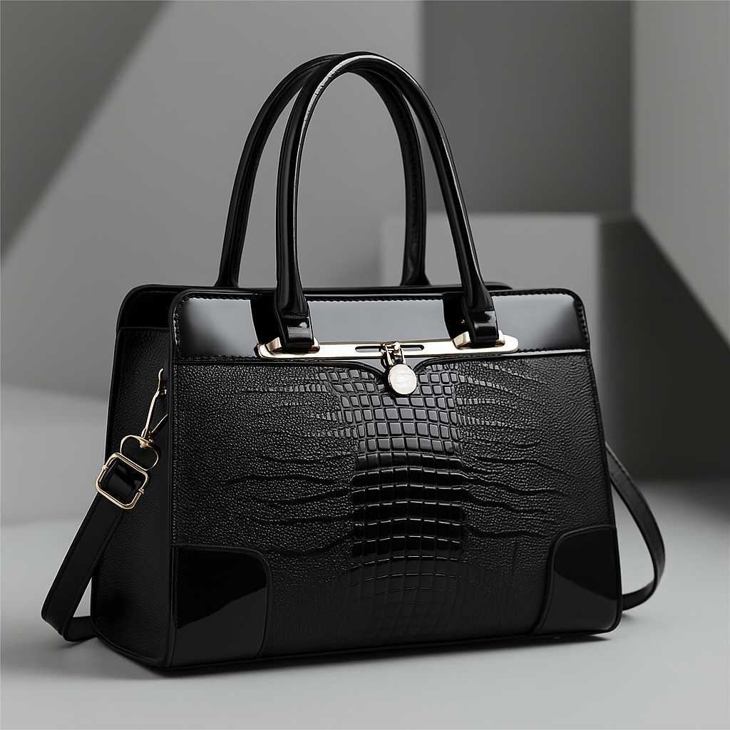 Aeryn - Structured Croc-Effect Handbag