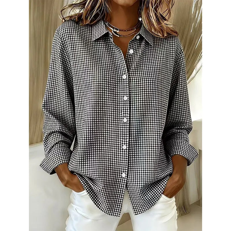 Illyssia - Classic Gingham Button Blouse