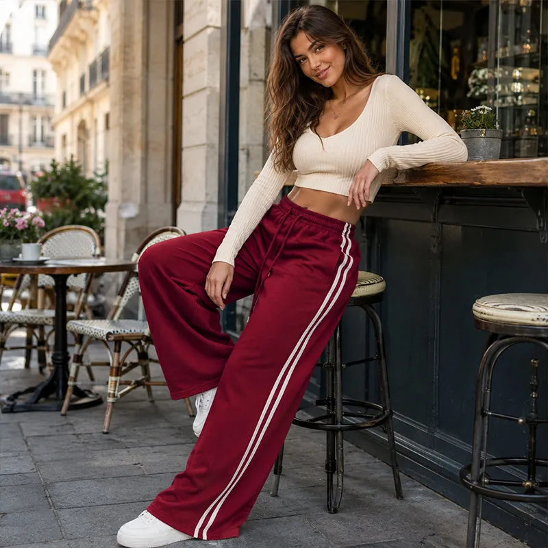 Adorielle - Sporty Stripe Wide Leg Pants