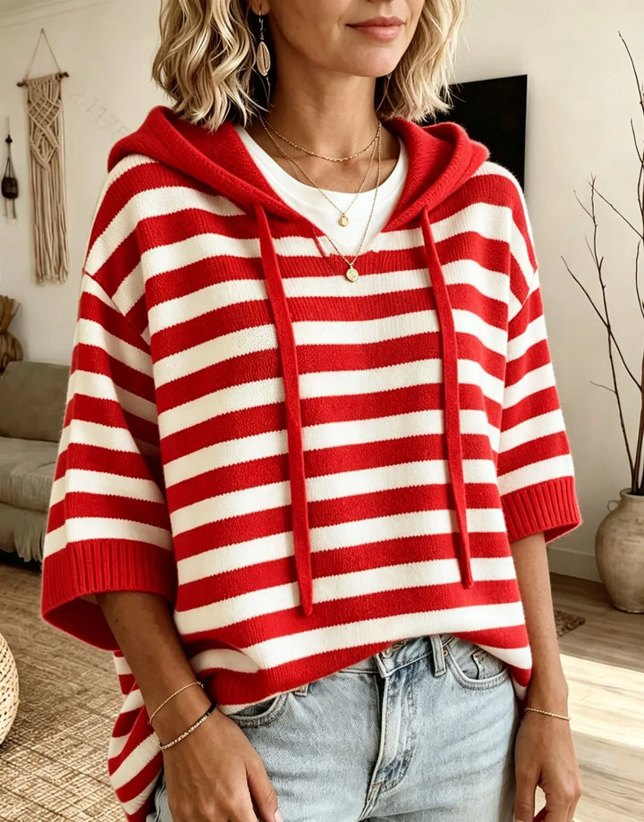 Leontine - Striped Hooded Knit Sweater