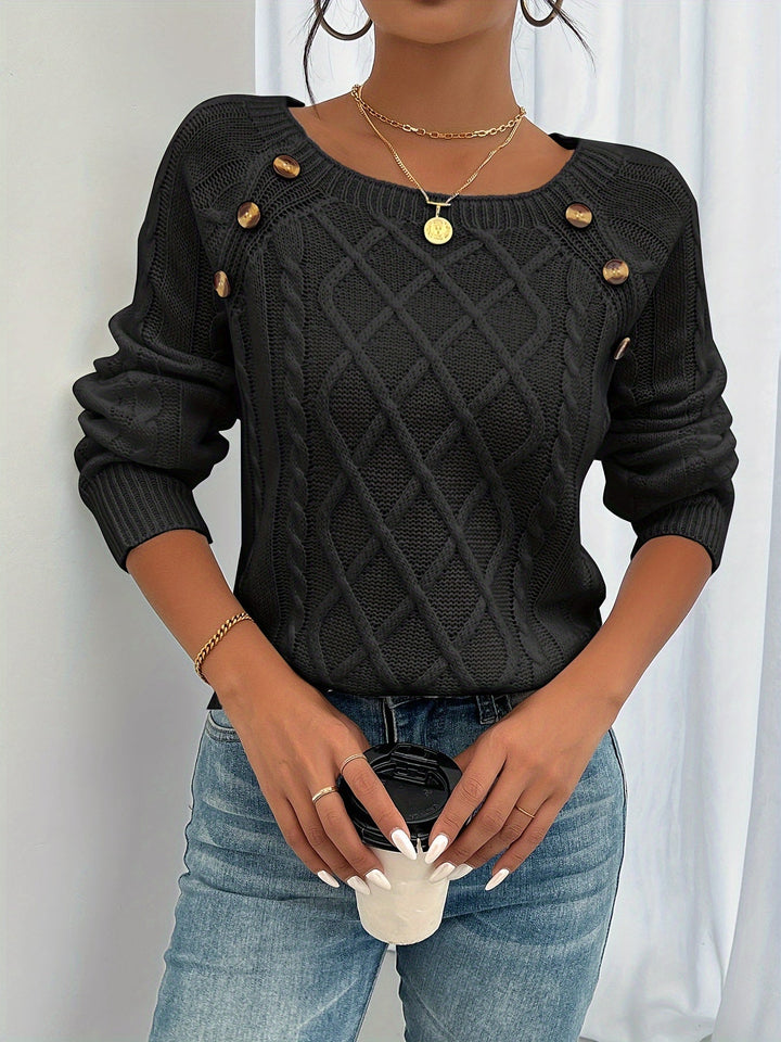 Rosabelle - Textured Buttoned Jumper