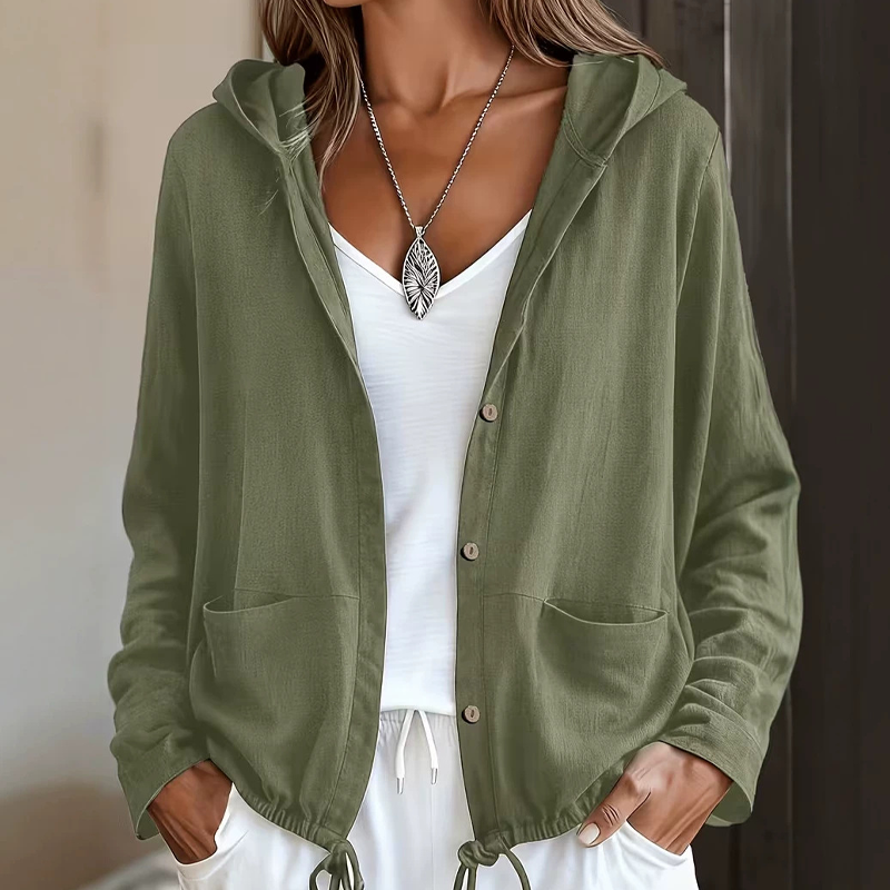 Anavella - Relaxed Button Hooded Jacket