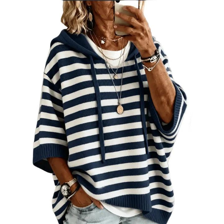 Leontine - Striped Hooded Knit Sweater
