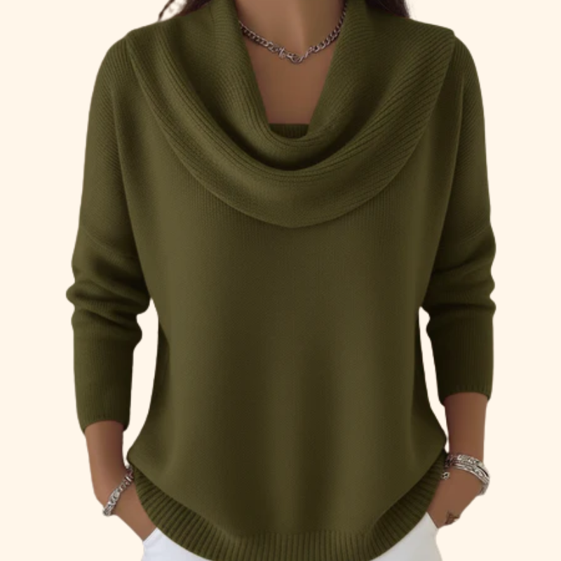 Mirelia - Draped Cowl Neck Sweater