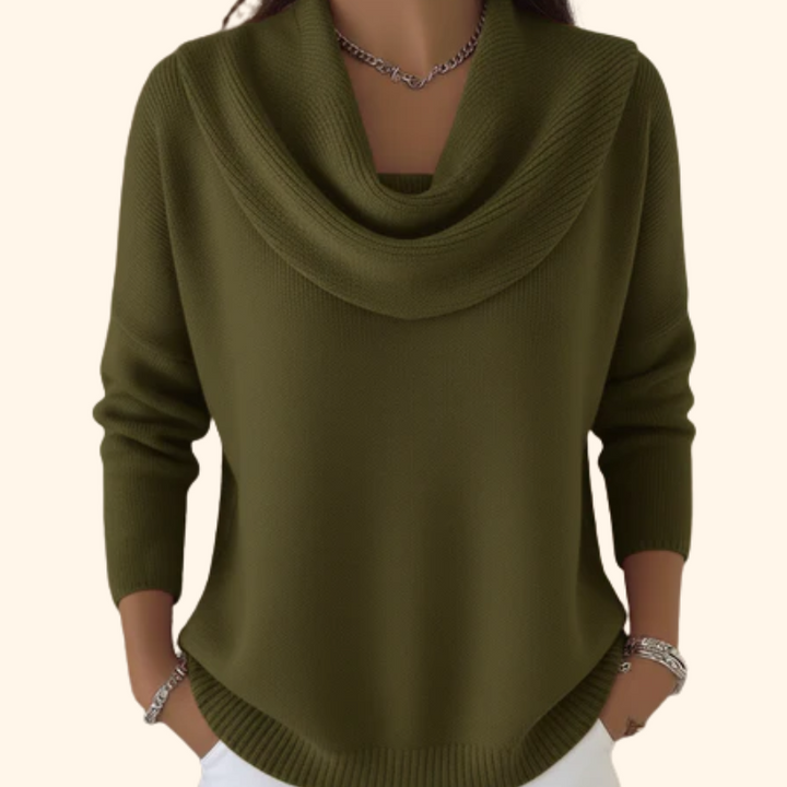 Mirelia - Draped Cowl Neck Sweater