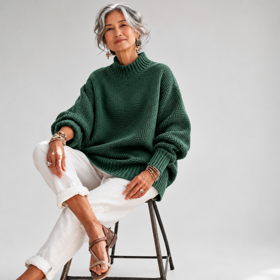 Oriane - Textured Mock-Neck Sweater