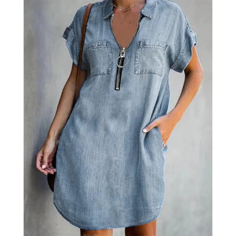 Genevalle - Casual Chambray Pocket Dress