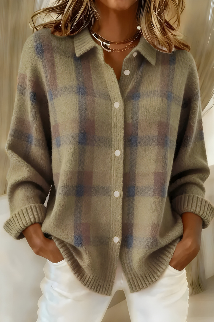 Ashara - Soft-Touch Checked Cardigan