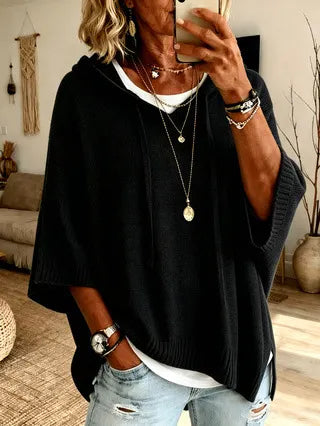 Celandria - Soft-Touch Oversized Short-Sleeve Hoodie