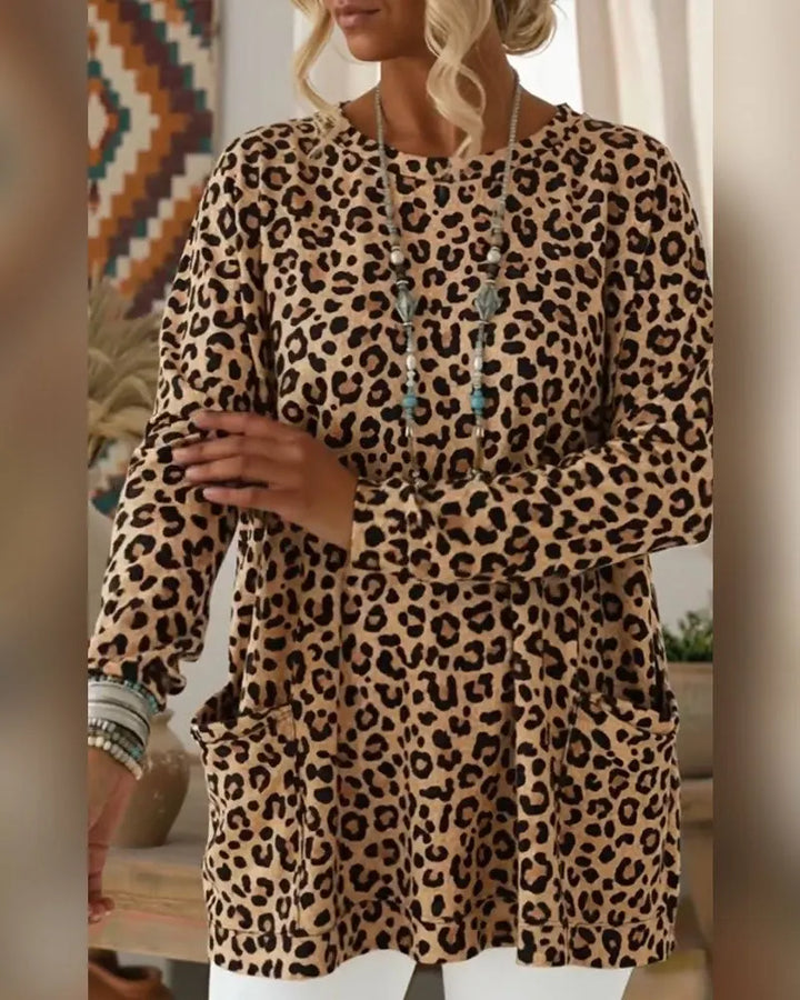 Calivelle - Soft-Touch Leopard Long Sleeve Top