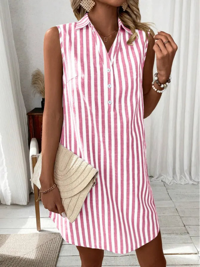 Anora - Soft-Touch Striped Shirt Dress