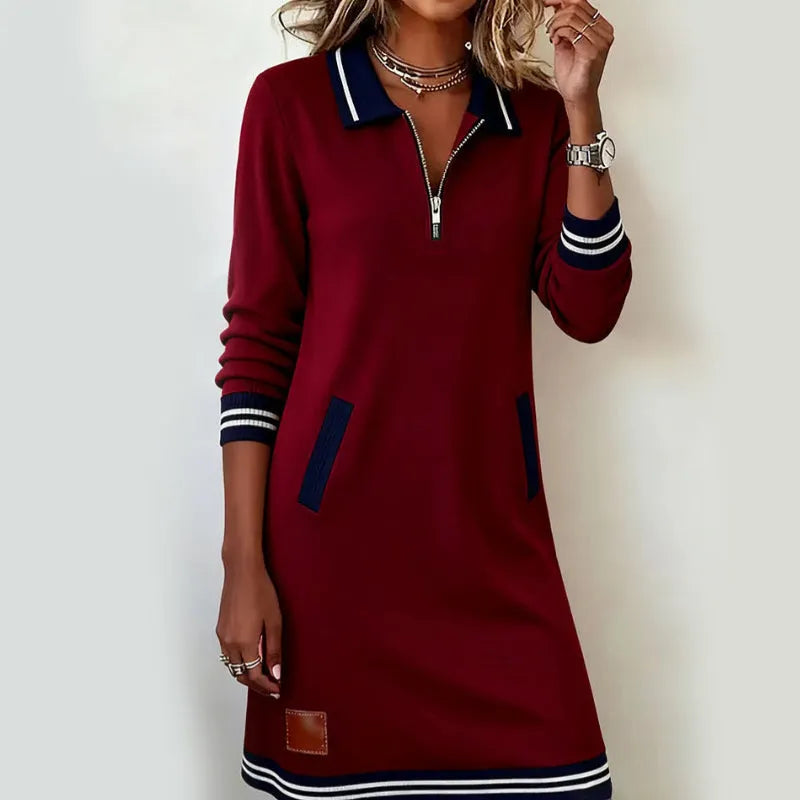 Caelyn - Soft-Touch Quarter-Zip Polo Dress