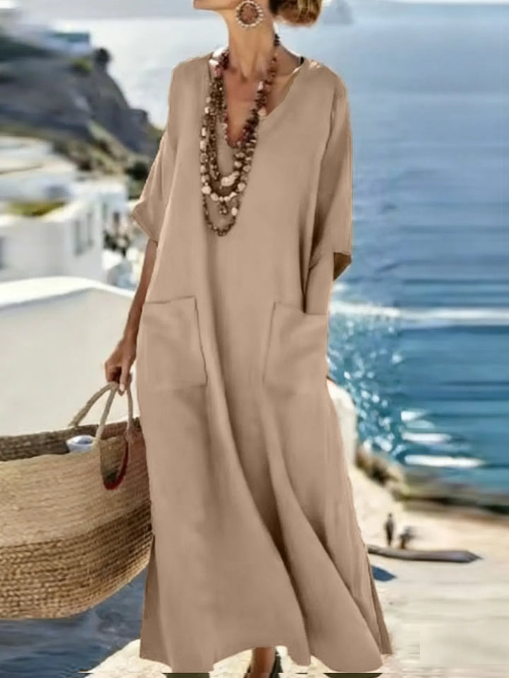 Serenelle - Soft-Touch Printed V-Neck Maxi Dress