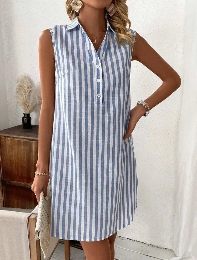Anora - Soft-Touch Striped Shirt Dress