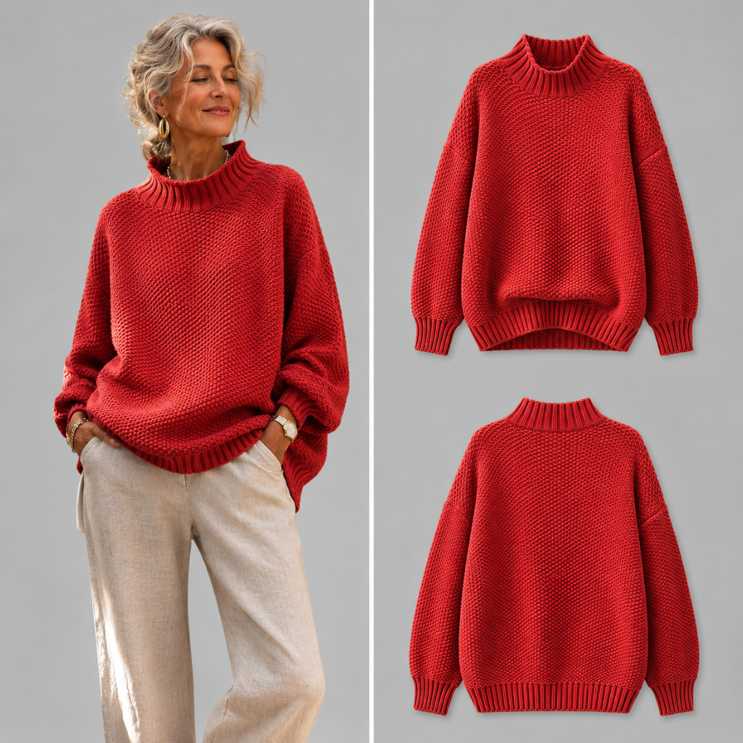 Oriane - Textured Mock-Neck Sweater