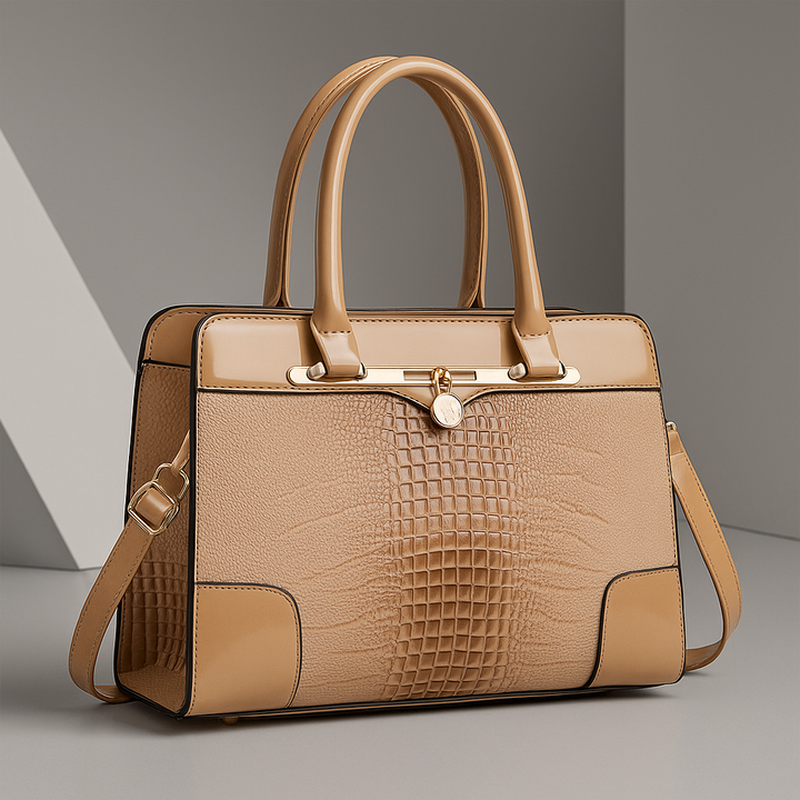 Aeryn - Structured Croc-Effect Handbag