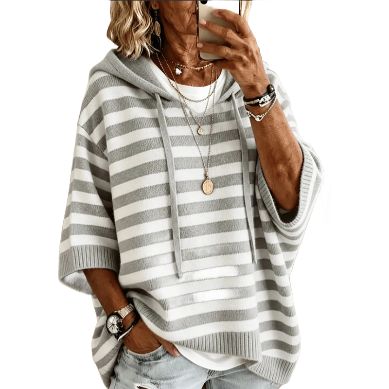Leontine - Striped Hooded Knit Sweater