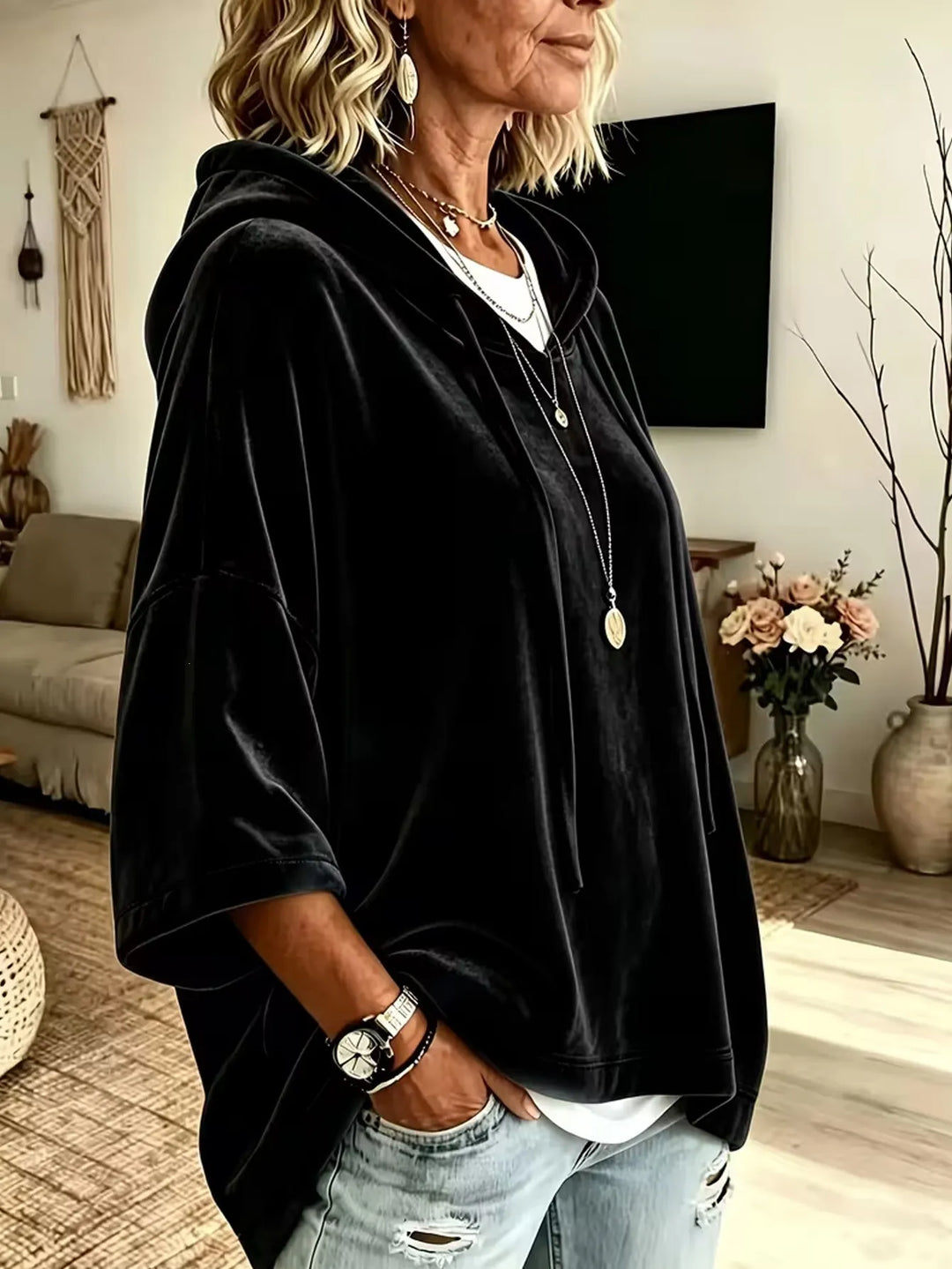 Fayelisse - Relaxed Velvet Lounge Hoodie