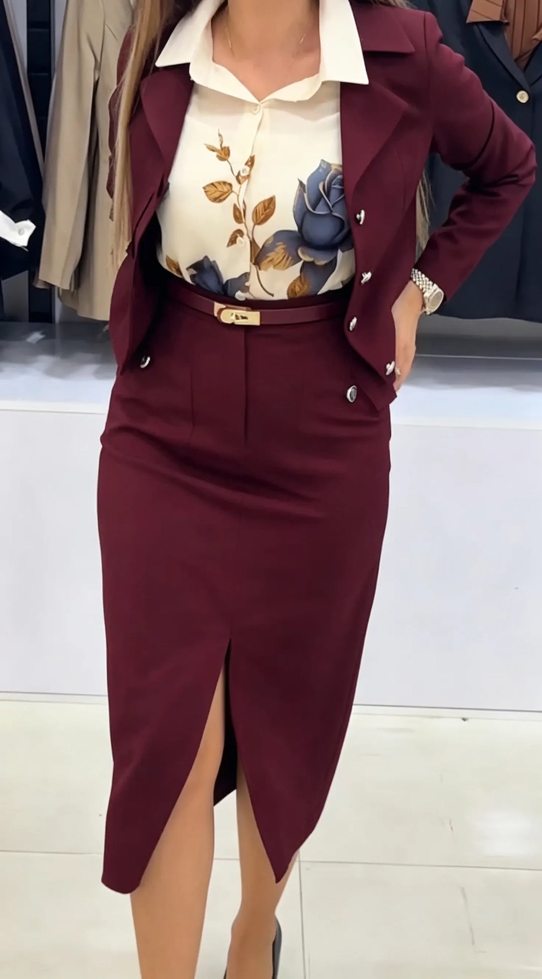 Xavina - Tailored Blazer Skirt Two Piece Set
