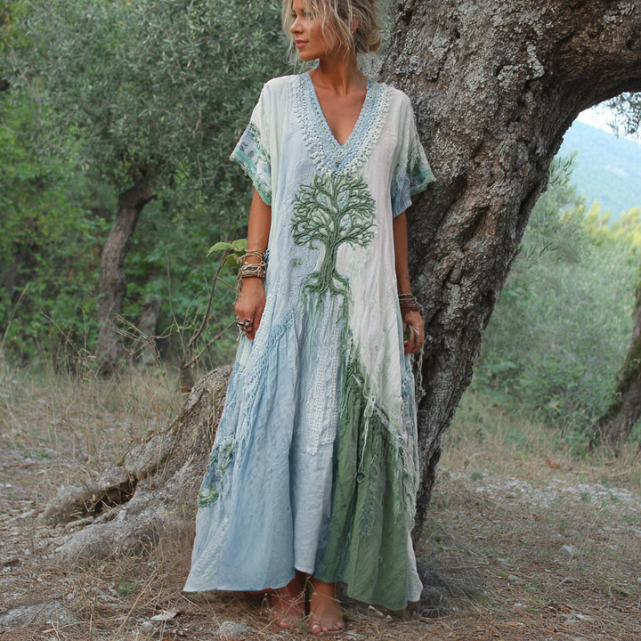 Carivienne - Vintage Tree Print Maxi Dress