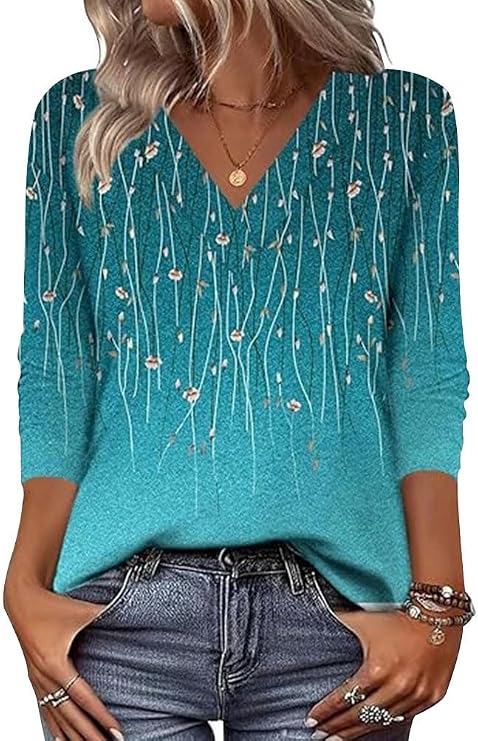 Arianwen - Soft-Touch Printed V-Neck Blouse