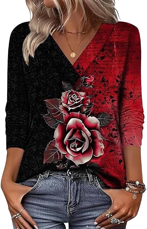Arianwen - Soft-Touch Printed V-Neck Blouse